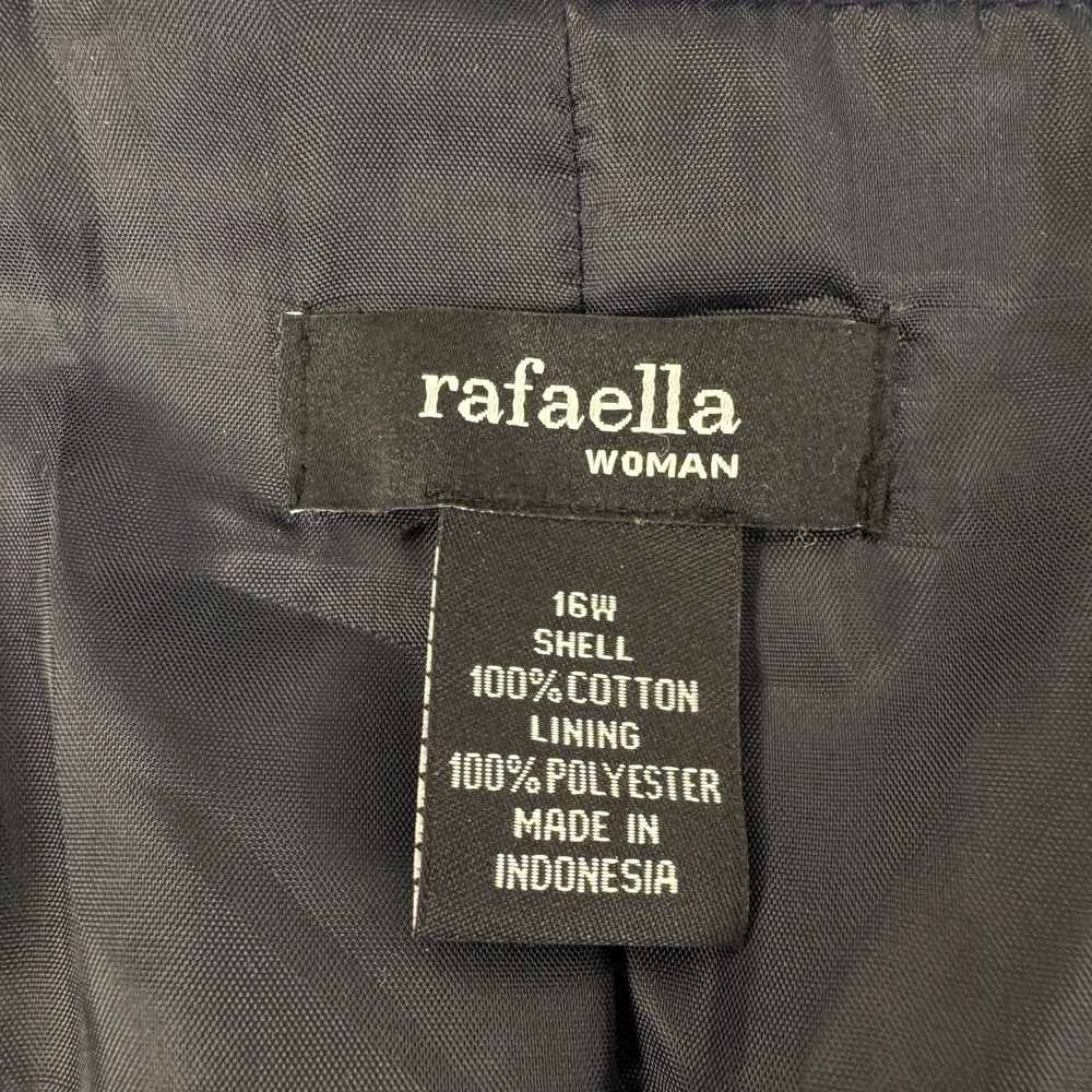 Rafaella Blazer‎ Women 16W Navy Blue White Square Print Cotton Lined Jacket - Picture 10 of 12